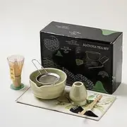 PERFBAGS 7 PCS Matcha Whisk Set, Japanese Household Matcha Tea Set Kit with Handcrafted Bamboo Whisk Matcha Scoop Matcha Stand Matcha Bowl for Matcha Tea Lovers