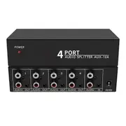 Audio Splitter 1 in 4 Out RCA L/R Aux Stereo Audio Splitter 1X4 Audio Distributor Compatible With PC DVD Speake -CDSX Black