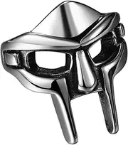 [Rofusn] Mens Stainless Steel Spartan Mask Helmet Rings,Roman Gladiator Helmet Face Mask MF Doom Viking Ring Band