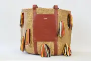 NEW CHLOE X MIFUKO Brown Natural Raffia Basket Tote Bag Tassel Leather Handle