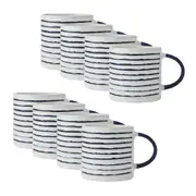 8PK Mikasa Stoneware Coffee Mug Tea/Espresso/Milk Cup Drinkware 390ml Stripe