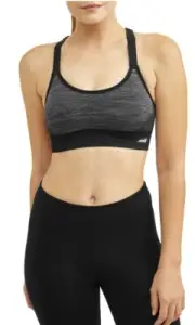 AVIA Women’s XXXL Seamless Keyhole Cami Sports Bra Low Support • Black Space Dye
