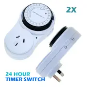 2x Timer 24-Hour Switching Period 15min Intervals White 120mm x 70mm 240V 10A