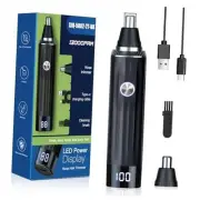 LED Display Ear and Nose Hair Trimmer Clipper for Men Women,2025 Black