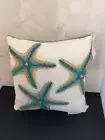 Coastal Collections Starfish Throw Pillow 16x16 Teal Beaded Coastal Beach