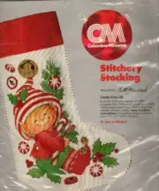 VGT 1982 COLUMBIA - MINERVA STITCHERY STOCKING CANDY CANE ELF EMBROIDERY KIT