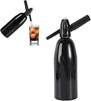 1L Soda Syphon Siphon Maker Alu um Soda Siphon Bottle Manual Homemade Soda,Mojitos, Gin Cocktails and Wine Spritzers,Black Black