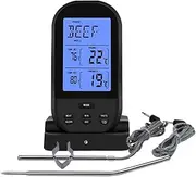 Excellent Home 230 Feet Wireless Range Grill Oven Meat Thermometer with Timer and LCD Backlight Waterproof Dual Probe Kitchen Cooking Food Thermometer