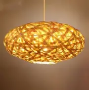 Bamboo Wicker Rattan Nest Shade Pendant Light Fixtures Ceiling Lamp Chandelier