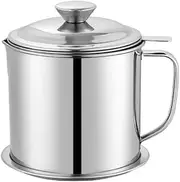 Lnndong-The 1.3L Stainless Steel Oil Pot Oil Filter is Equipped with Stainless Steel Cover, Filter Screen and Base, Which Can Separate The Oil from Food Or Other Liquids in The Kitchen (Arc Handle)