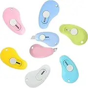 6 Pack Cute Box Cutters Retractable,Letter Opener with Key Chain Hole, Box Opener Set, Mini Envelope knife, Portable Multi-Function Knife Suitable for School Office Supplies and Stationery, DIY Crafts