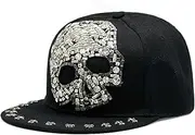 [HAMKVBPR] Baseball Cap Unisex Hat Skull Rivets Baseball Cap Hip-hop Cap Flat Cap Outdoor Sports Hat