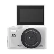 75MP 5K 18X Zoom Digital Camera for Photography and Vlogging Flip Screen 64GB TF Card YouTube Christmas Gift COL White