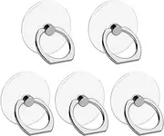 VOVIGGOL Cell Phone Ring Holder Stand 5 Pack, Transparent Phone Ring Holder Finger Kickstand 360° Degree Rotation Clear Phone Ring Grip Compatible iPhone Cellphone Phone Case (Round)