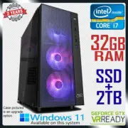 Intel Core i7 Gaming PC GTX 1080 Computer 32GB RAM Fast SSD + 2TB Desktop System