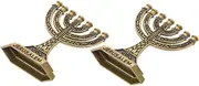 Vintage Style 7-Hole Candlestick Alloy Party Candle Holder Ornaments for Hanukkah Home