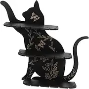 ADOCARN Rustic Cat Shaped Wall Shelf for Crystals and Decor Boho Wooden Floating Storage Rack for Living Room and Bedroom Unique Wall Decoration for Cat