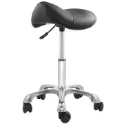 Hydraulic Adjustable Rolling Spa Saddle Stool with Swivel Wheels - Black