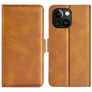 For iPhone 15 Plus PU Leather Wallet Phone Cover Calf Texture Stand Full Protection Phone Case