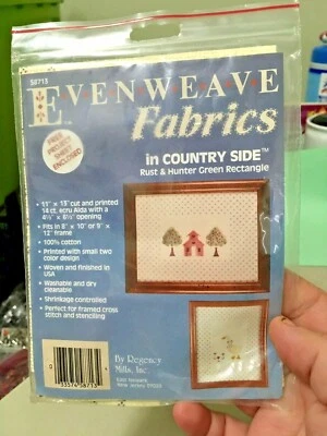 Evenweave Fabrics in Country Side ~ Rust & Hunter Green Regency Mills Rectangle