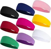9 Pack Sports Headbands for Men Women Running Sweatbands Moisture Wicking Workout Headband for Running Yoga Cycling