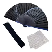 Osaka Choseido Men's Folding Fan Set Fish Gradation with Case Handkerchief
