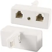 2 Pcs RJ11 6P4C UK Male to Dual 6P4C US Female Telephone Adapter