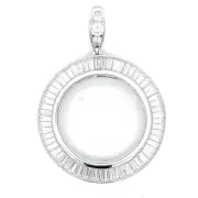 Centenario Corona Bezel Solamente Plata Pura 925 NUEVO Piedras Zirconia Blanco
