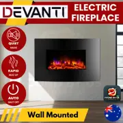 2000W Devanti 3D Flame Effect Electric Fireplace Heater Wall Mounted w/ Remote