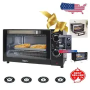 Stylish Black Stainless Steel Toaster Oven - 4 Slice with Crumb Tray & Timer