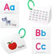 Alphabet Flash Cards for Kids Early Learning Educational First Word Colorful Cards 26 Letters ABC Words with Reclosable Rings English Words Uppercase Lowercase for Preschool Toddlers 2-7 Years