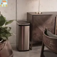 在飛比找樂天市場購物網優惠-智能感應雙開蓋大號不鏽鋼免腳踏垃圾桶家用客廳廚房垃圾筒