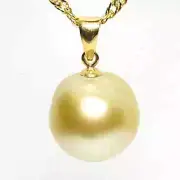 Pearl Pendant, 9k Solid Gold, Natural Golden 12.4mm Australian South Sea Pearl