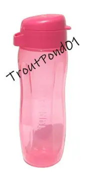 TUPPERWARE Eco Bottle Sports Water 16 oz Wide Mouth Flip Top Cap Slim Rose Pink