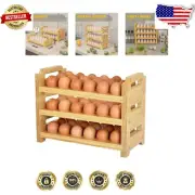 Double-Layered Bamboo Egg Rack - Stylish Storage for Chicken, Duck, Quail Eggs