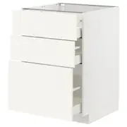 METOD / MAXIMERA base cabinet with 3 drawers, white/Vallstena white, 60x60x80 cm