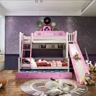 SINGLE OVER DOUBLE PINK BUNK BED+SLIDE+TRUNDLE Childrens Bedroom MODEL AM01-PK