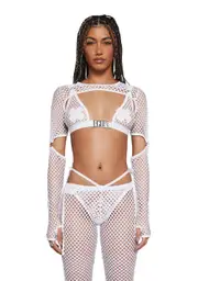 [Club Exx] Techno Fantasy Fishnet Shrug - White