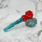 6" Handmade Thick Blue Red Bubbler Sherlock Tobacco Smoking Bowl Glass Pipes