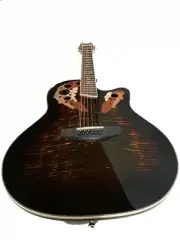 NEW 12 STRING FLAMED ACOUSTIC/ELECTRIC OVAT. STYLE ROUND BACK GUITAR WITH EQ