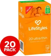 LifeStyles Ultra Thin Condoms 20pk+ Ultra Thin 20 Bulk Condoms Sexual Wellnes.