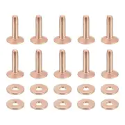 50 Set 9x3.3x12mm Solid Copper Rivets and Burrs Leather Fastener, Copper Tone
