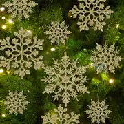 36 Pack Plastic Snowflake Ornaments Christmas Decorations Hanging Snowflake Decorations