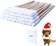 MZQSIY 50 Pcs Pet Dog Ear Cleaner Bamboo Cotton Buds 15.5cm Enhanced Long Cane Stick Wax Remover Itchy Ear Remedy Cleaning Swabs for Cleaning Animals Ears Wax Infection Removal (50 Pack)