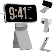 Hualele for Magsafe Wallet with Phone Tripod Stand, Magnetic Phone Wallet Stand Adjustable Leather Magnetic Card Holder Invisible Selfie Stick Tripod for iPhone 16/15/14/13/12 Series, Gray