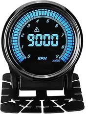 GPVPGHGRJ 2" 52mm Car Tachometer Gauge 0-9000RPM 10 Color LED Display 12V Universal Tacho Gauge Digital Meter with Mount Bracket Speedometer