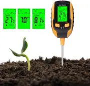 4-In-1 Soil Tester Moisture Digital Plant Thermometer Test Moisture Meter Light.