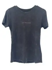 One Teaspoon Washed Black Smile Fitted Tee Shirt Size Small US 4