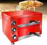 Electric Double Decker Pizza Oven,12" Indoor 2-Layer Countertop Pizza Maker,Multipurpose Commercial Pizza Oven Cooker with 4 Large Heat Tube,Adjustable Temperature & 60 Minutes Timer