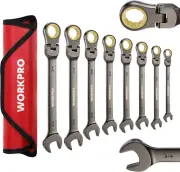 8-Piece Flex-Head Ratcheting Combination Wrench Set, Nickel Plating Organizer Ba